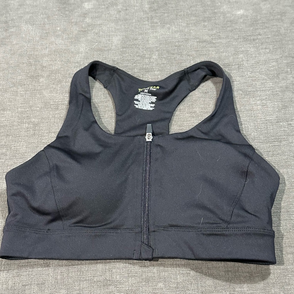 Tek Gear Black Zip-Front Sports Bra